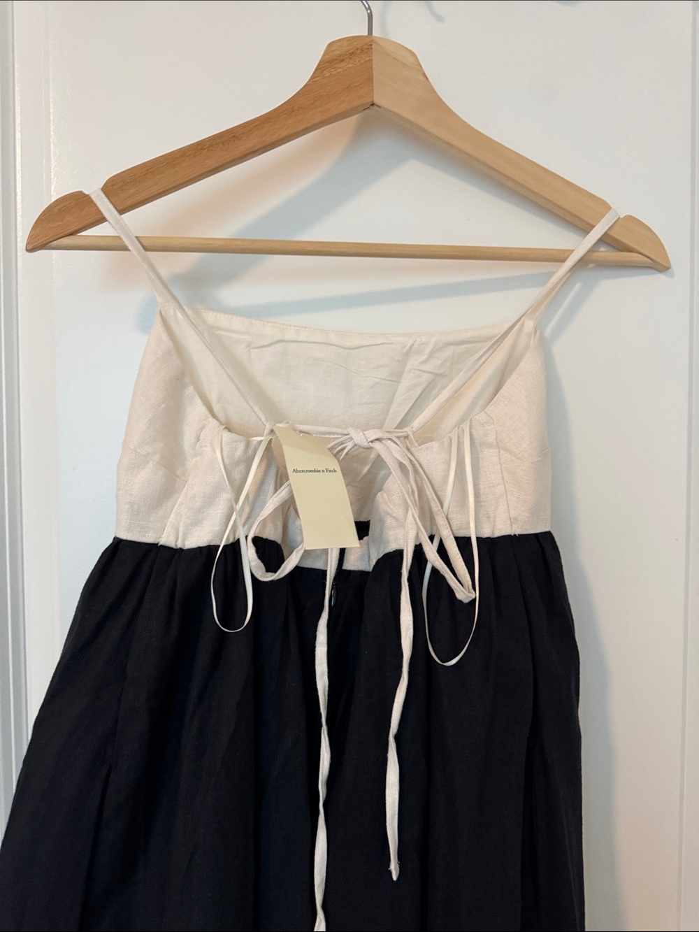 Abercrombie & Fitch A&F Linen Cotton Color Block Strap Midi Dress XSP - Picture 4 of 7